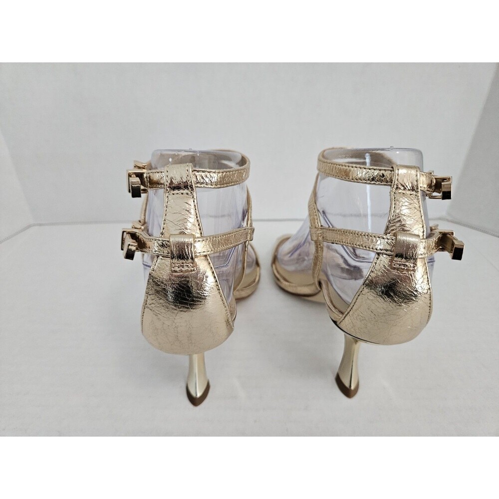 Michael Kors Darrington Strappy Kitten Heels 6 M Pale Gold Leather Square Toe - Picture 5 of 16